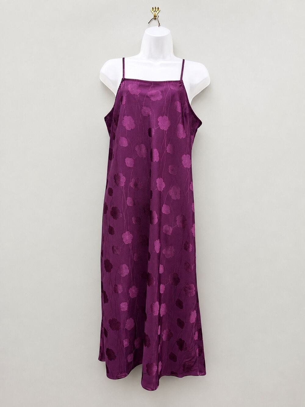 A New Day Purple Floral Jacquard Maxi Slip Dress Y2K Size Medium